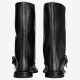 Back view of black kristen ankle boot on white background, with no model shown.
