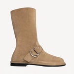 Right side view of sand kristen ankle boot on white background, with no model shown.