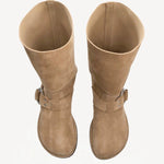 Overhead view of sand kristen ankle boot on white background, with no model shown.