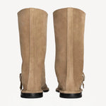 Back view of sand kristen ankle boot on white background, with no model shown.