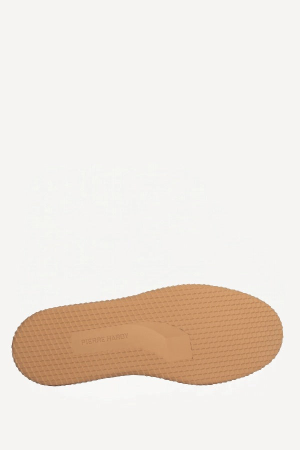 Sole view of camel start sneakers on white background, with no model shown.