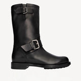 Right side view of black wild ankle boot on white background, with no model shown.