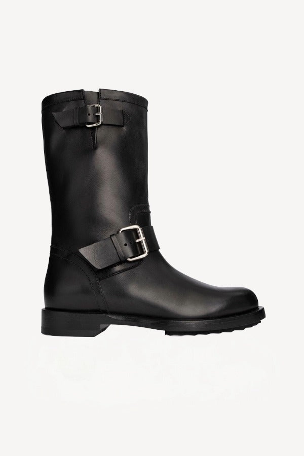 Right side view of black wild ankle boot on white background, with no model shown.