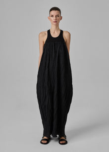 Plisse Tank Dress - Black