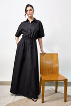 Poplin Long Dress - Black