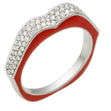 Raphaele Canot 18K White Gold Red Enamel with Diamonds BIG OMG Ring