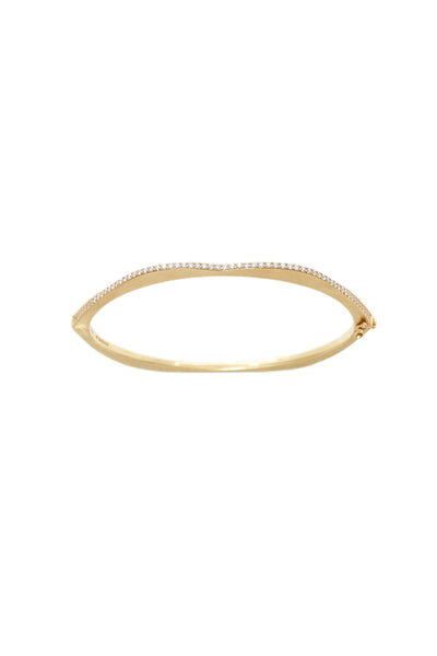 18K Yellow Gold Matte OMG Bangle with Diamonds