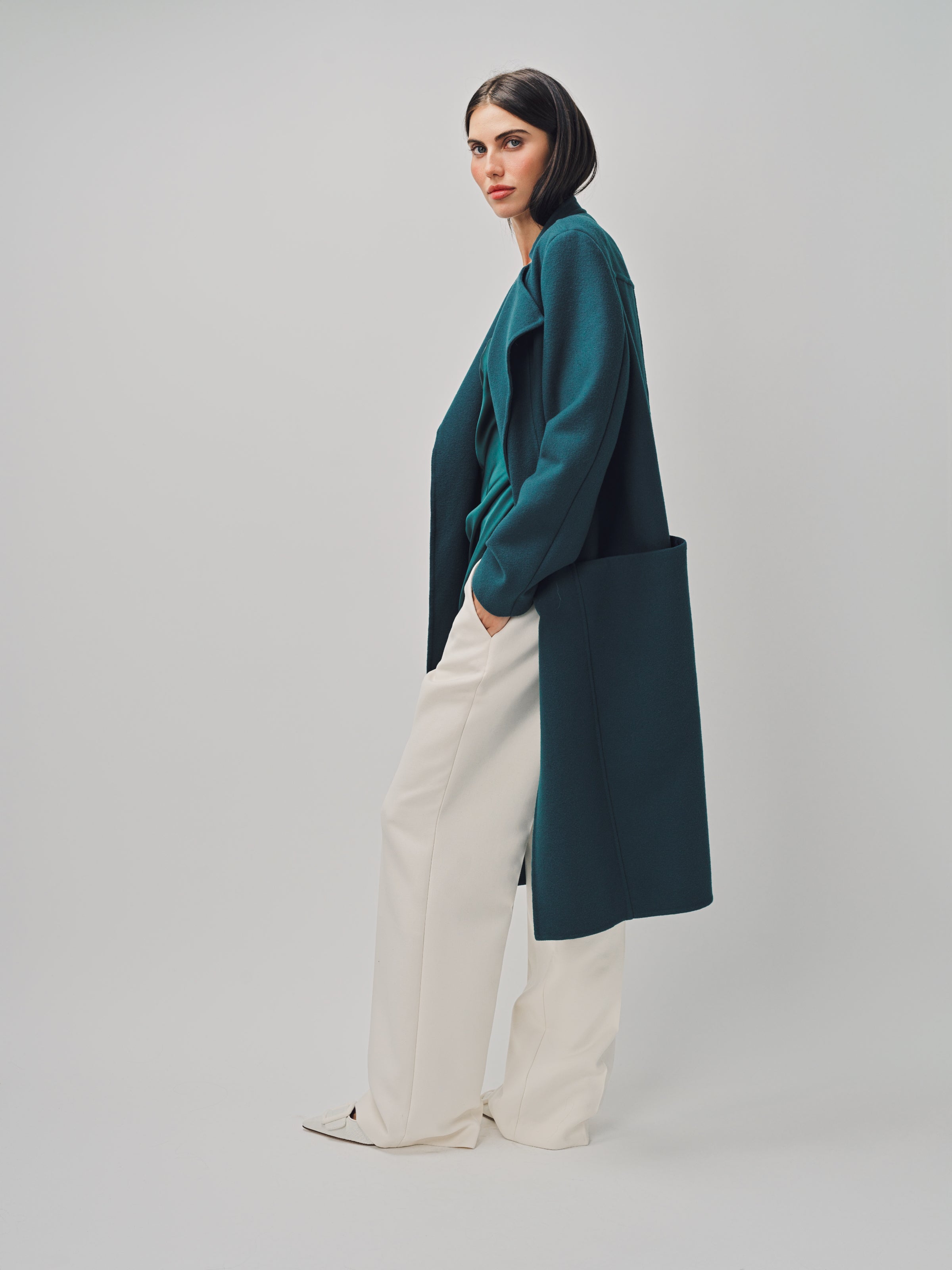 Maison Rabih Kayrouz Drap De Laine Coat Vert / 40