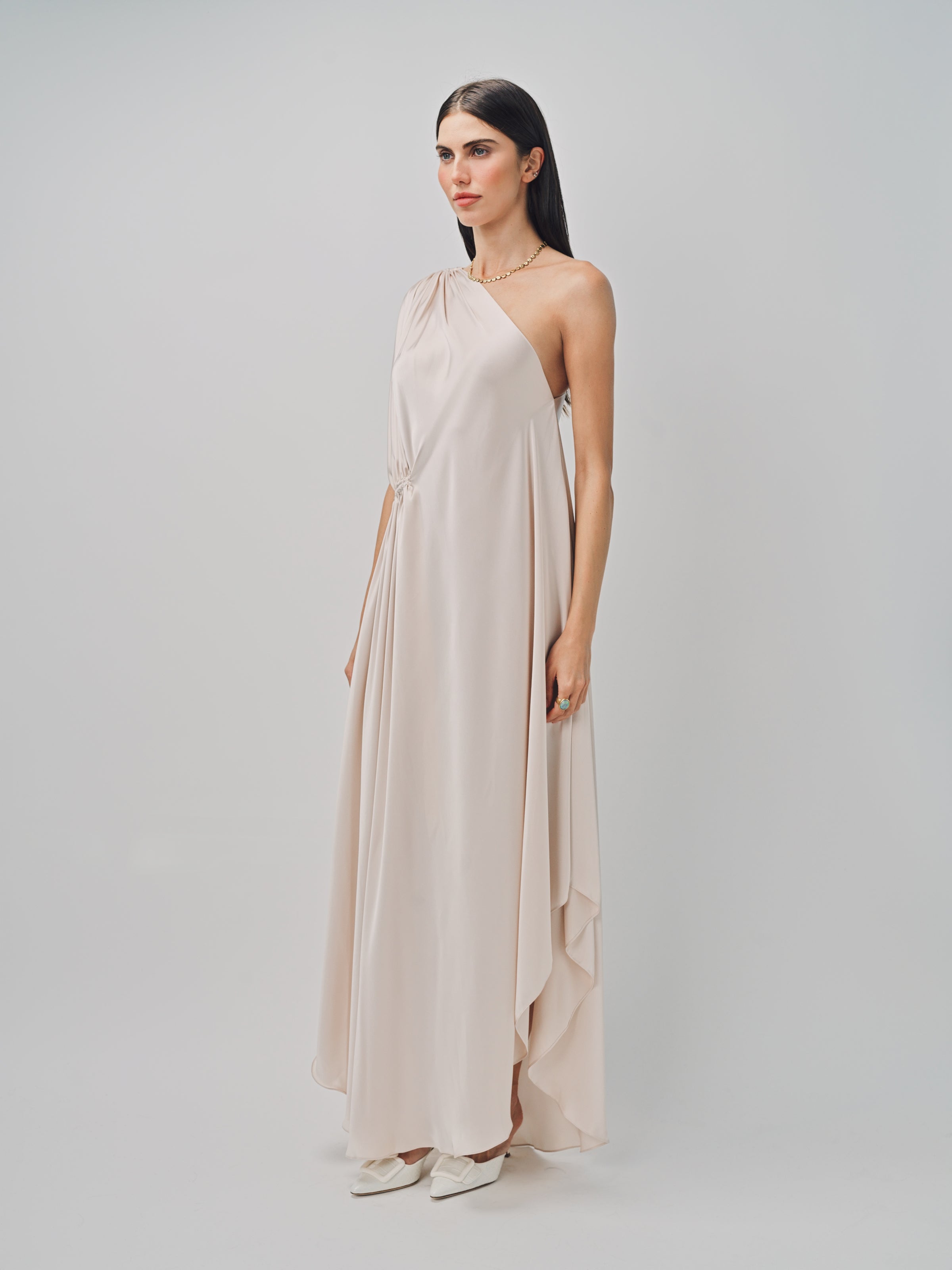 Maison Rabih Kayrouz Charmeuse Long Dress Lune / 36