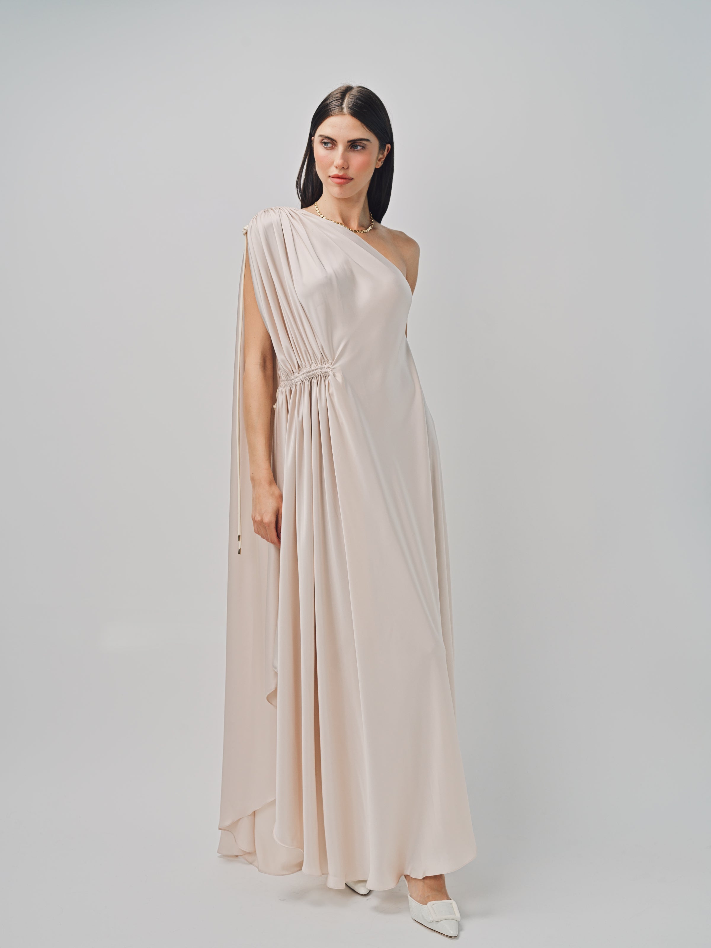 Maison Rabih Kayrouz Charmeuse Long Dress Lune / 36