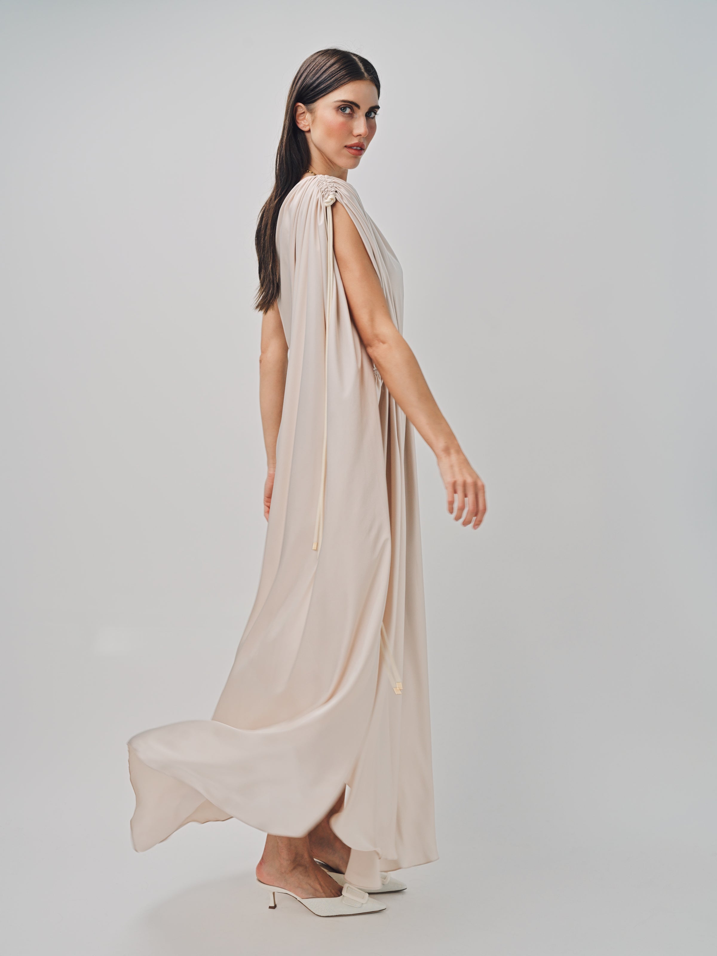 Maison Rabih Kayrouz Charmeuse Long Dress Lune / 36