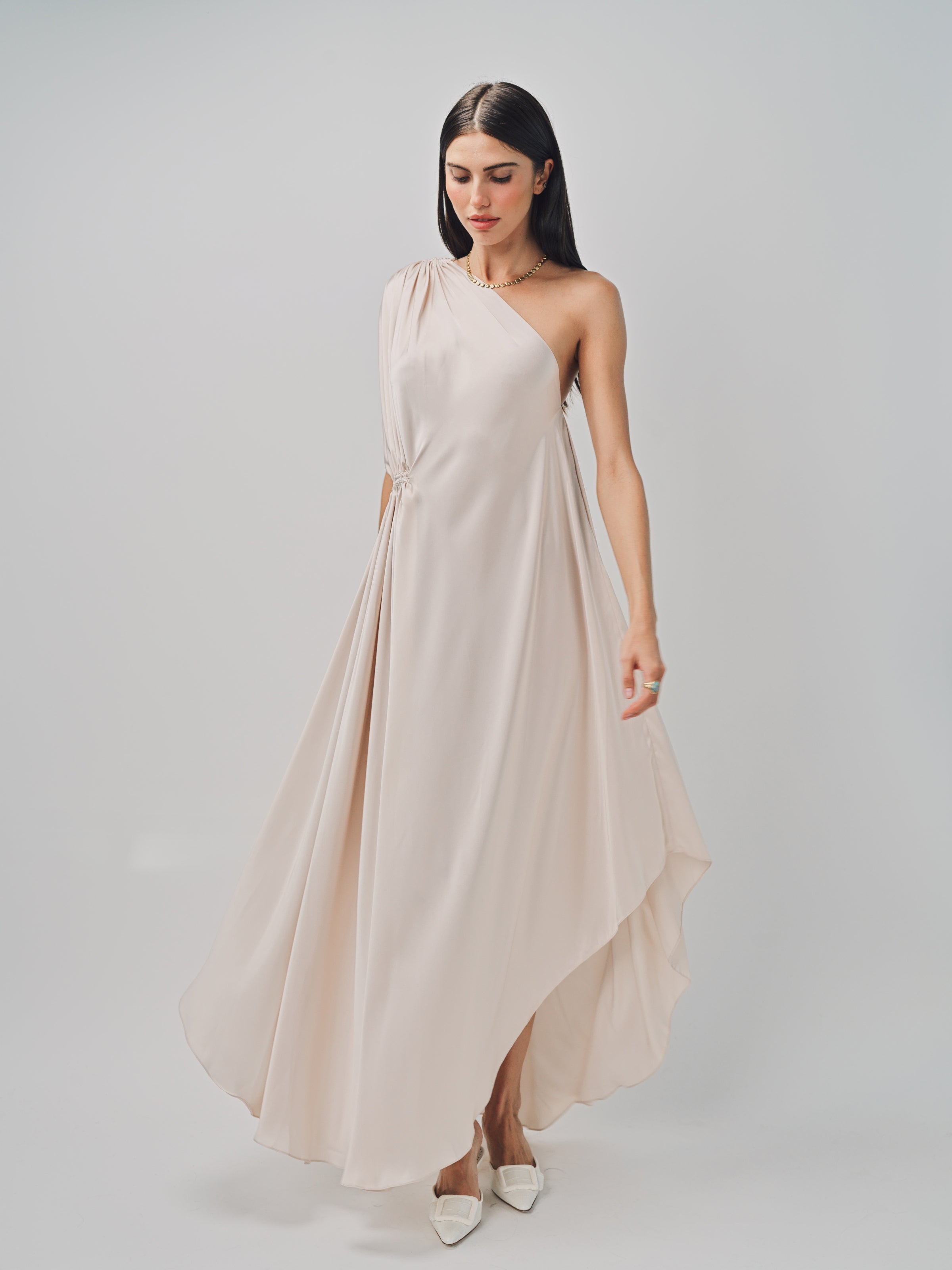 Maison Rabih Kayrouz Charmeuse Long Dress Lune / 36