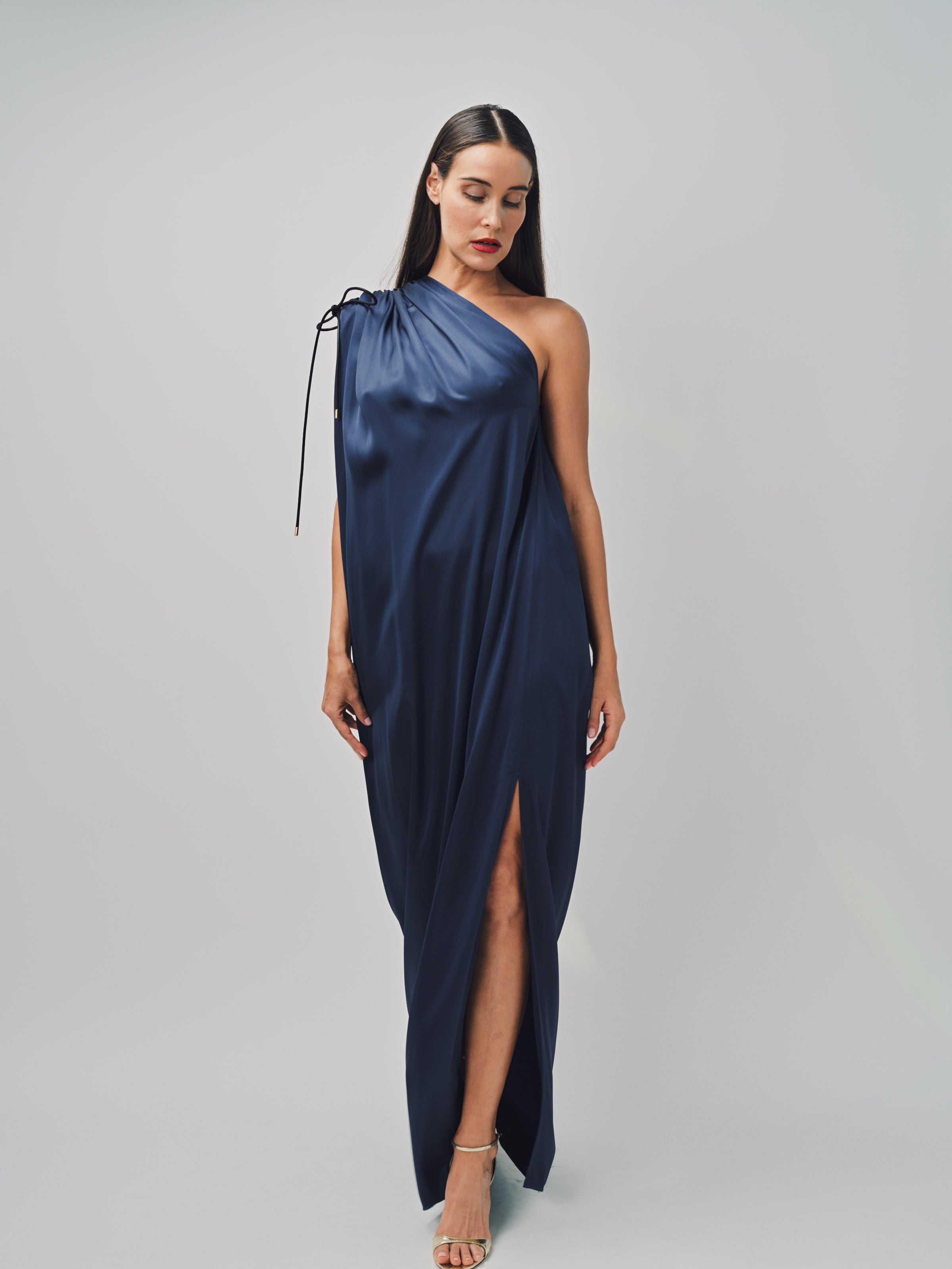 Maison Rabih Kayrouz Fluid Satin Dress Navy / 36