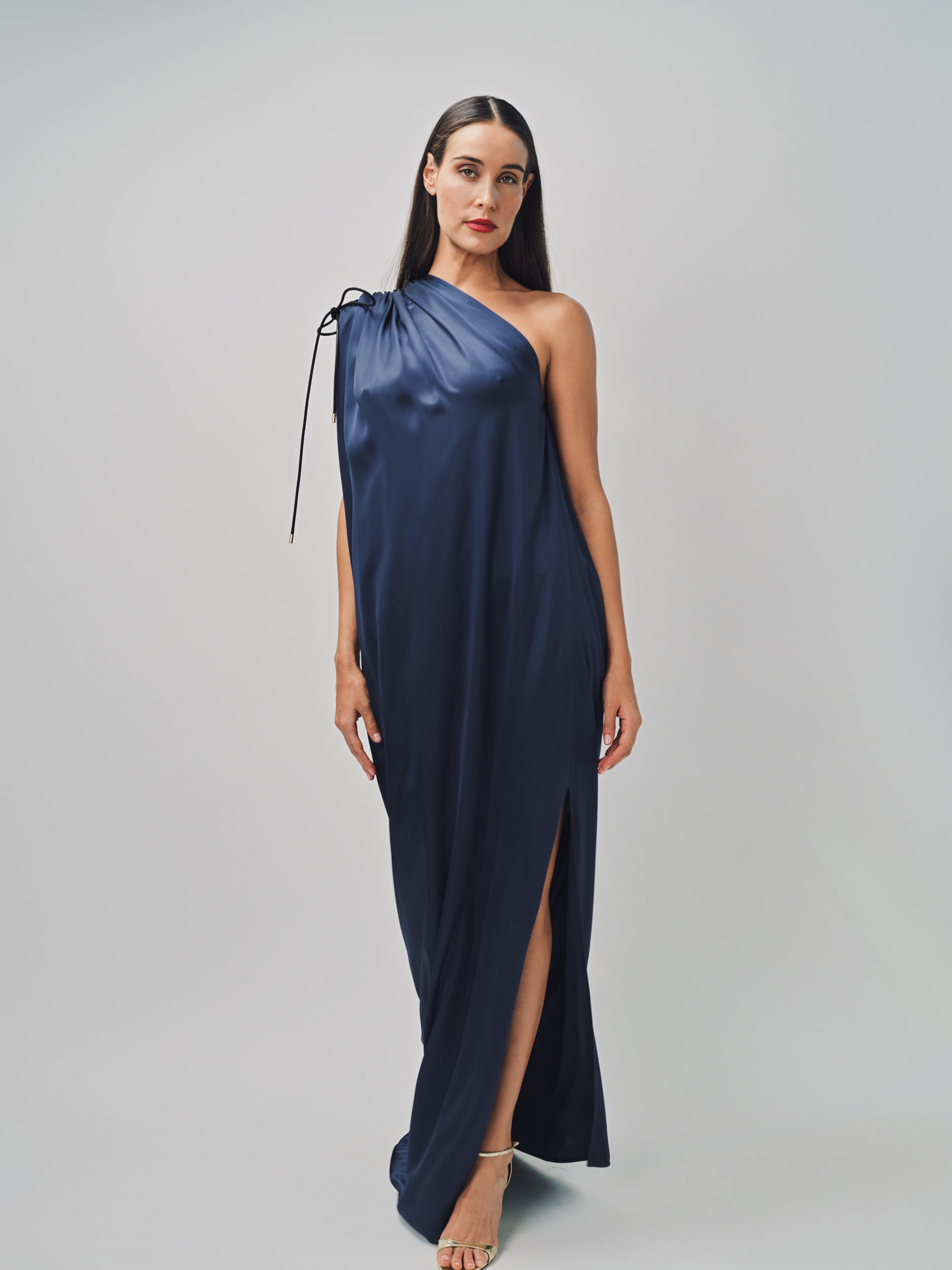 Maison Rabih Kayrouz Fluid Satin Dress Navy / 36