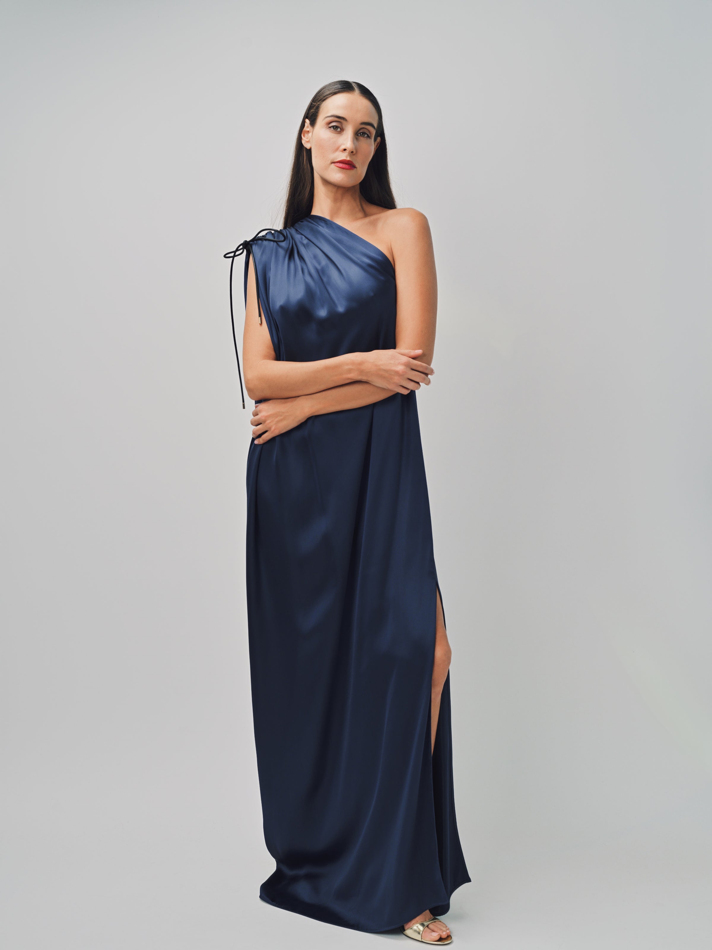 Maison Rabih Kayrouz Fluid Satin Dress Navy / 36