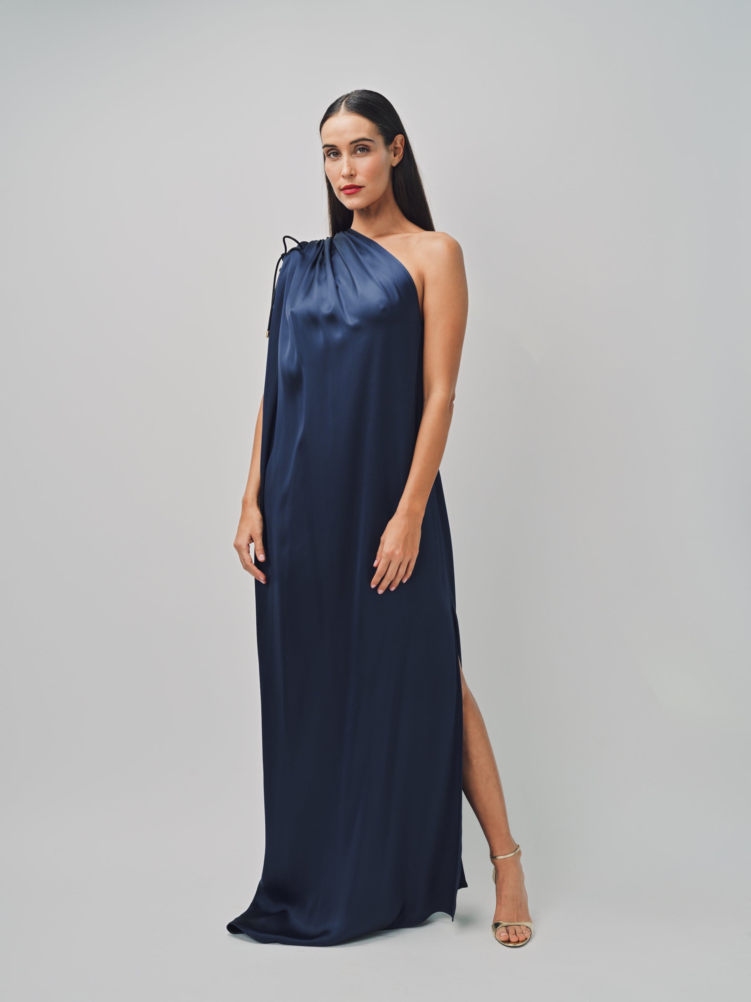 Maison Rabih Kayrouz Fluid Satin Dress Navy / 36