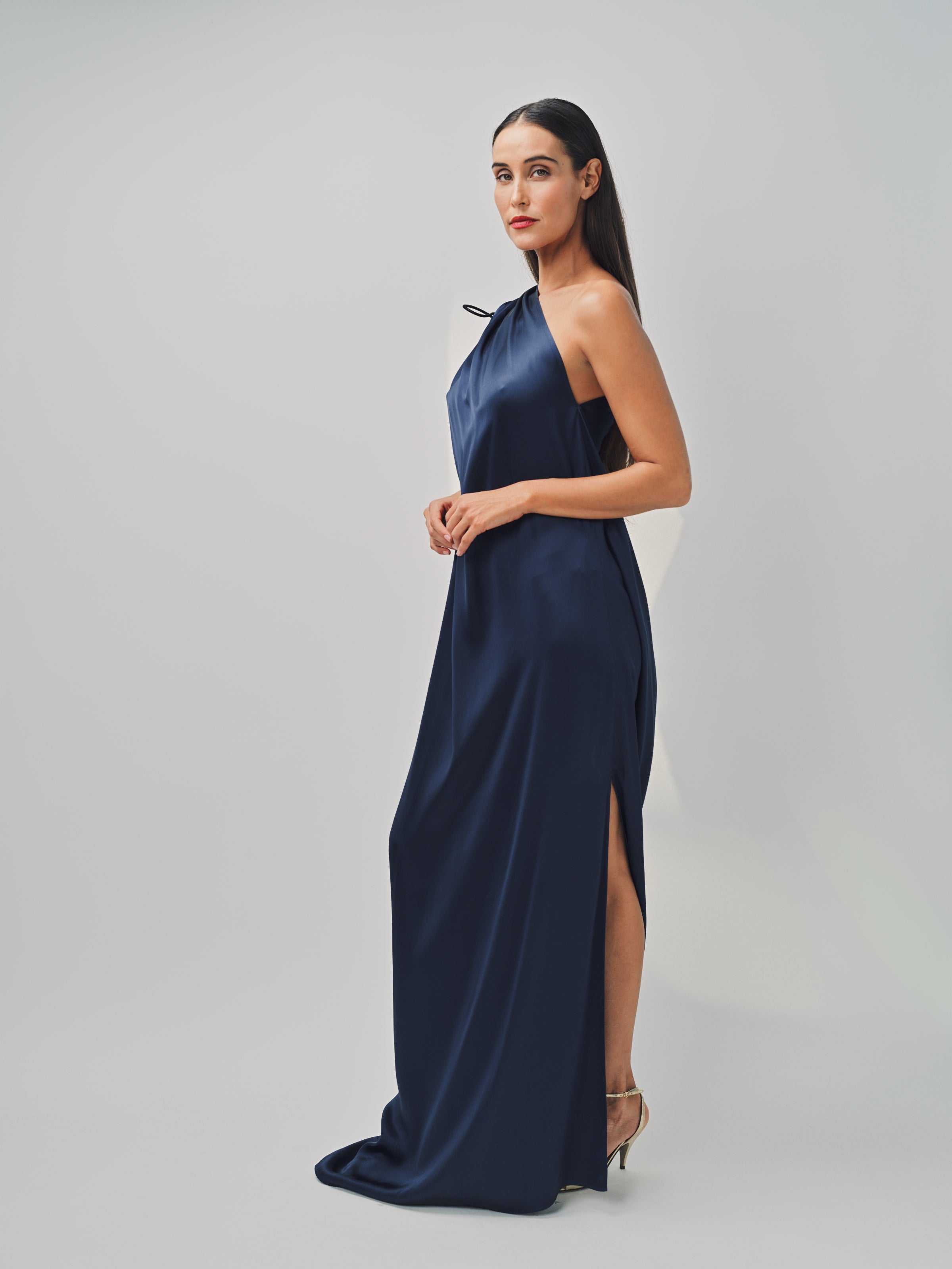 Maison Rabih Kayrouz Fluid Satin Dress Navy / 36