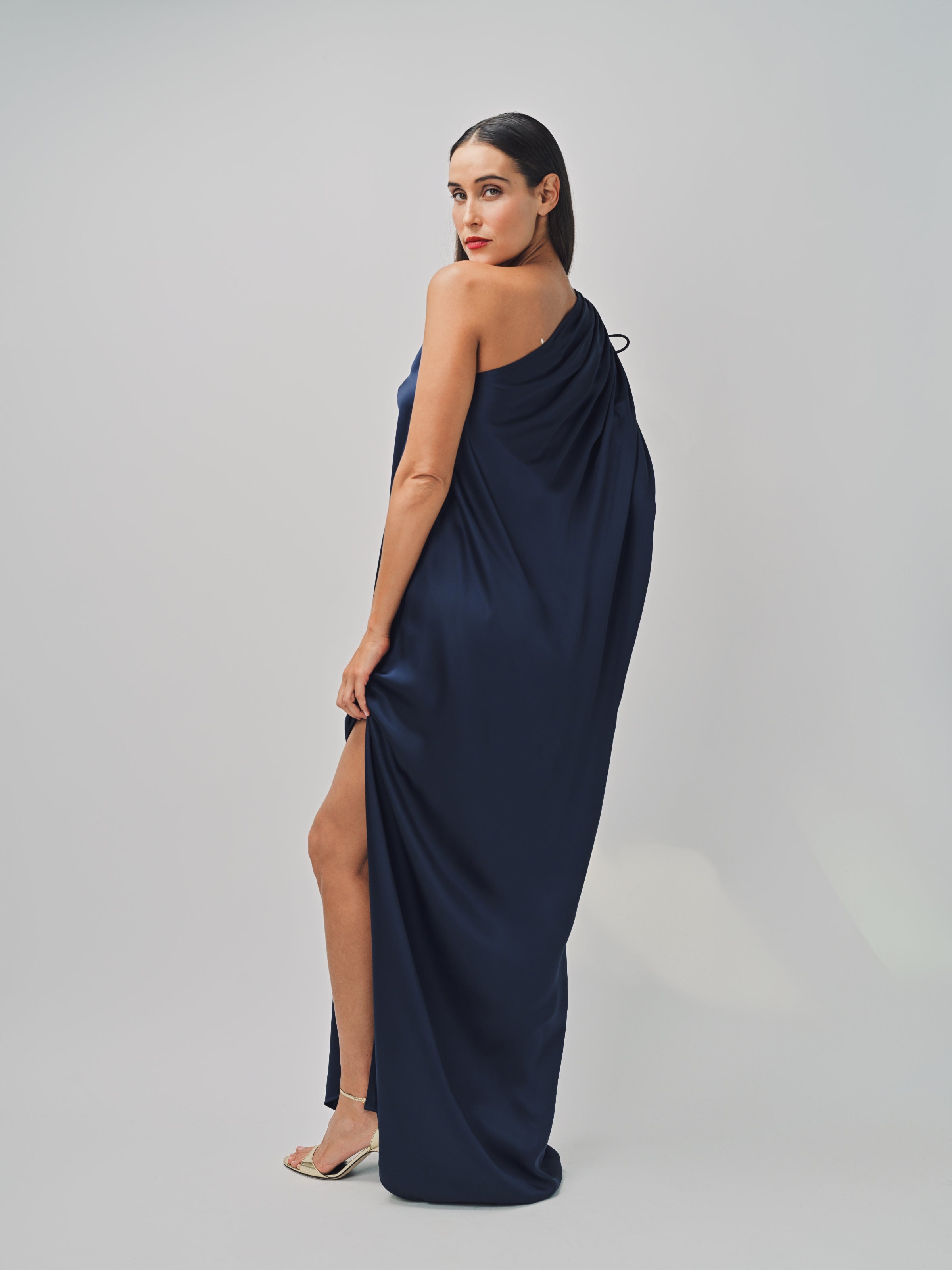 Maison Rabih Kayrouz Fluid Satin Dress Navy / 36