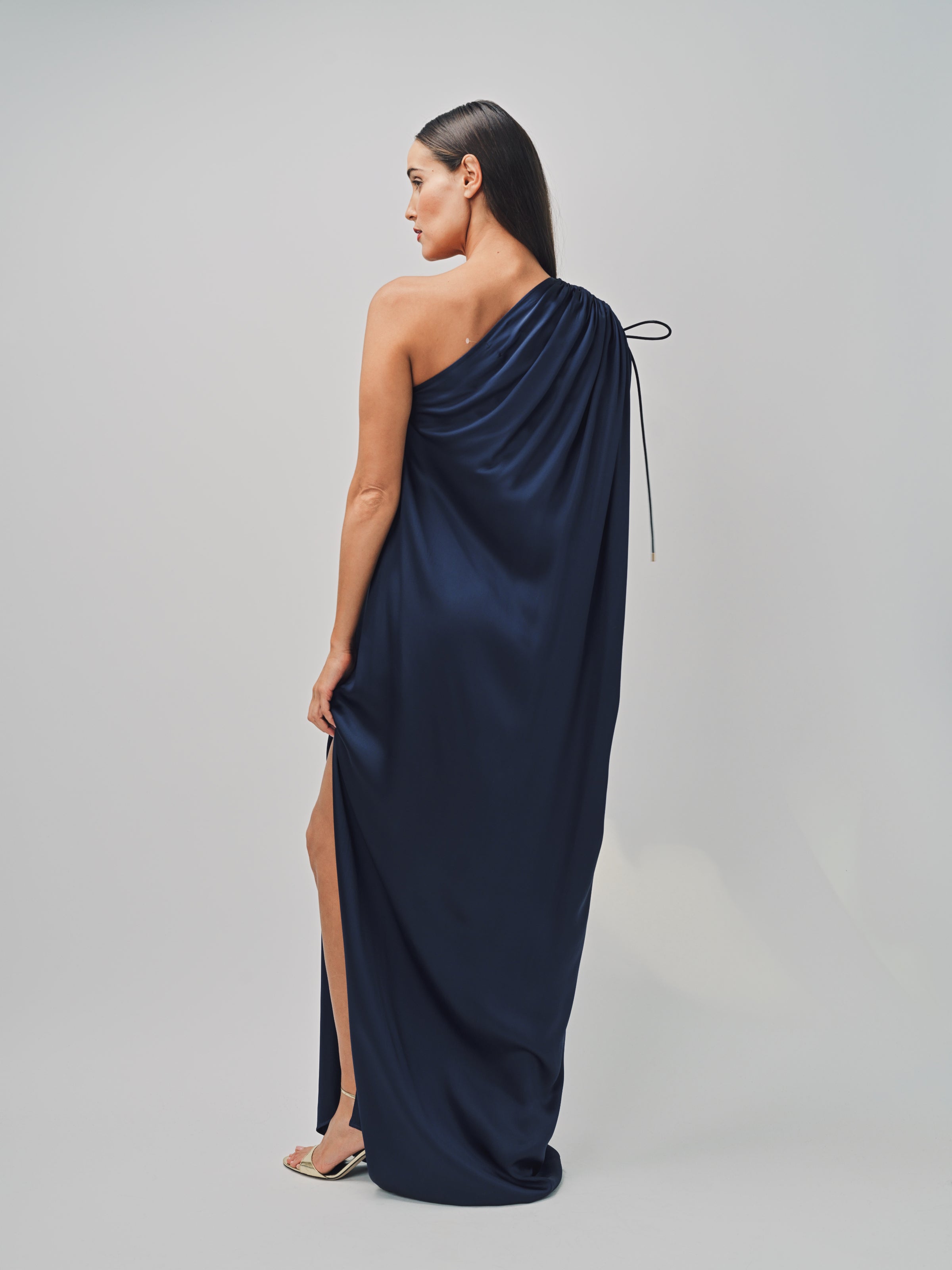 Maison Rabih Kayrouz Fluid Satin Dress Navy / 36