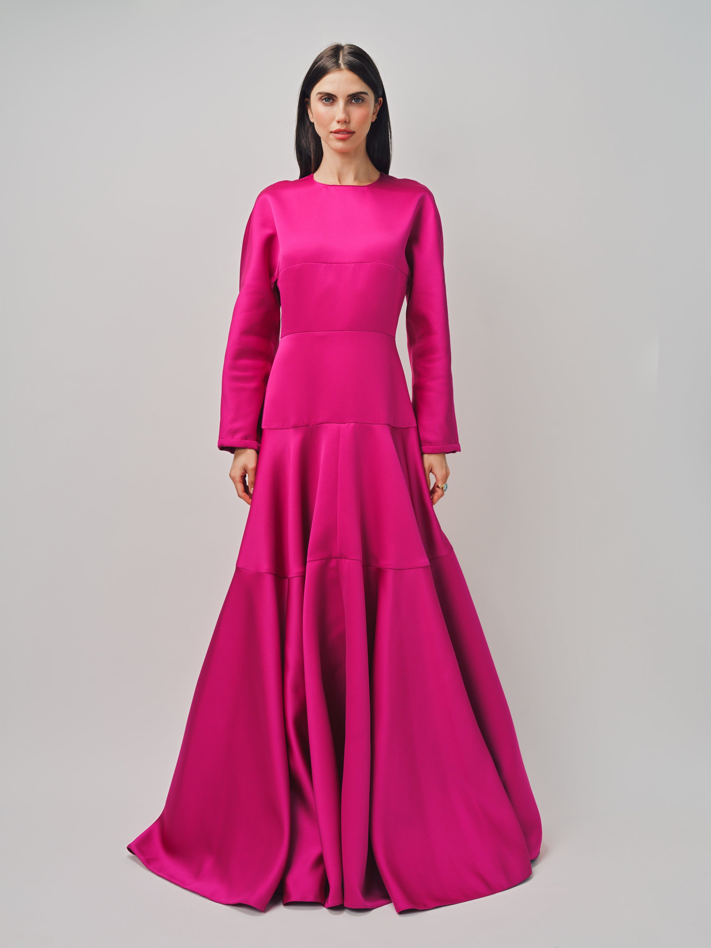 Maison Rabih Kayrouz Satin Long Dress Fuschia / 38