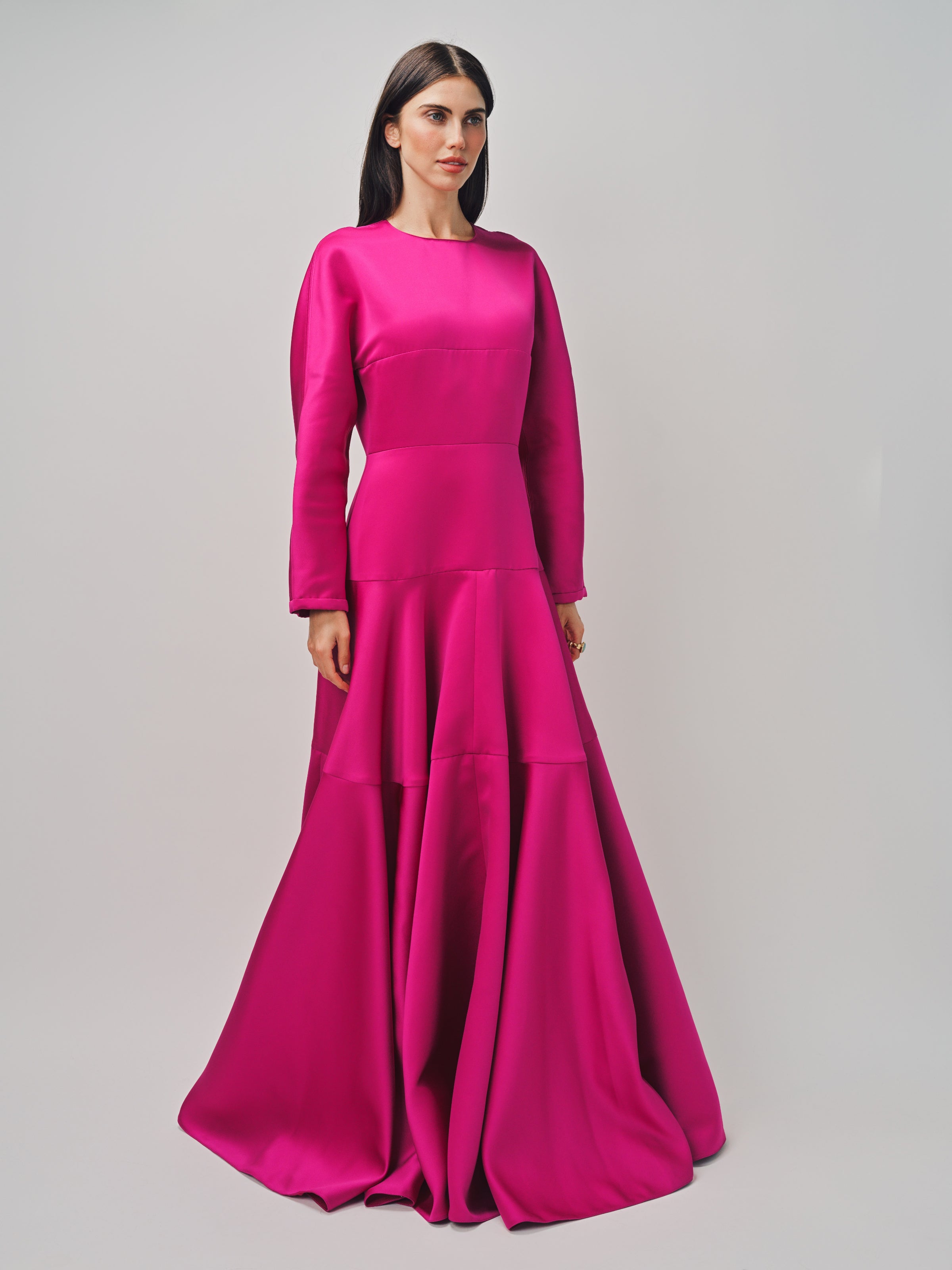Maison Rabih Kayrouz Satin Long Dress Fuschia / 38