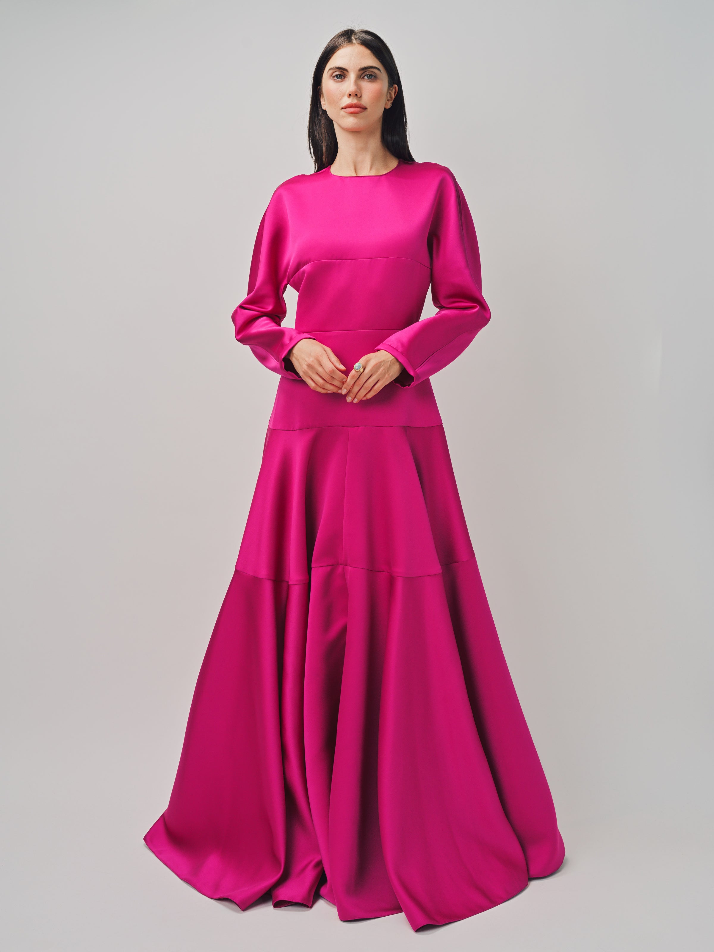 Maison Rabih Kayrouz Satin Long Dress Fuschia / 38