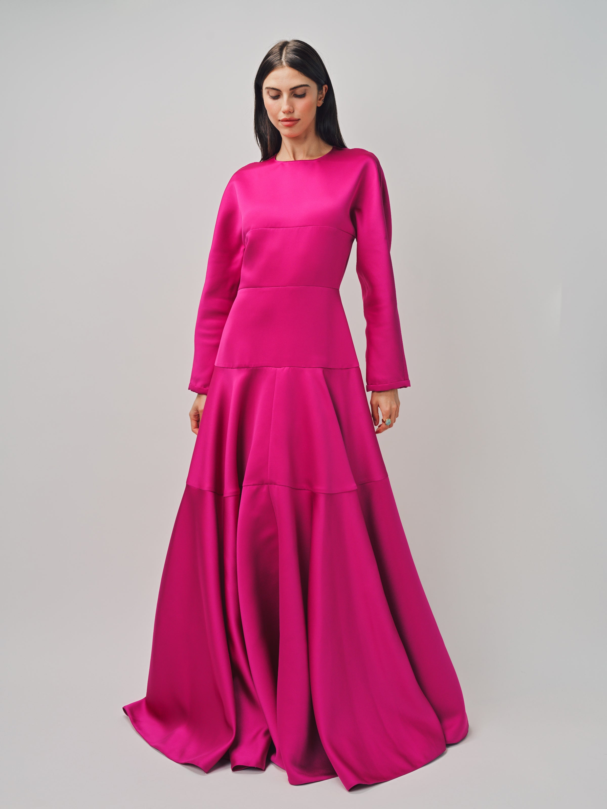 Maison Rabih Kayrouz Satin Long Dress Fuschia / 38
