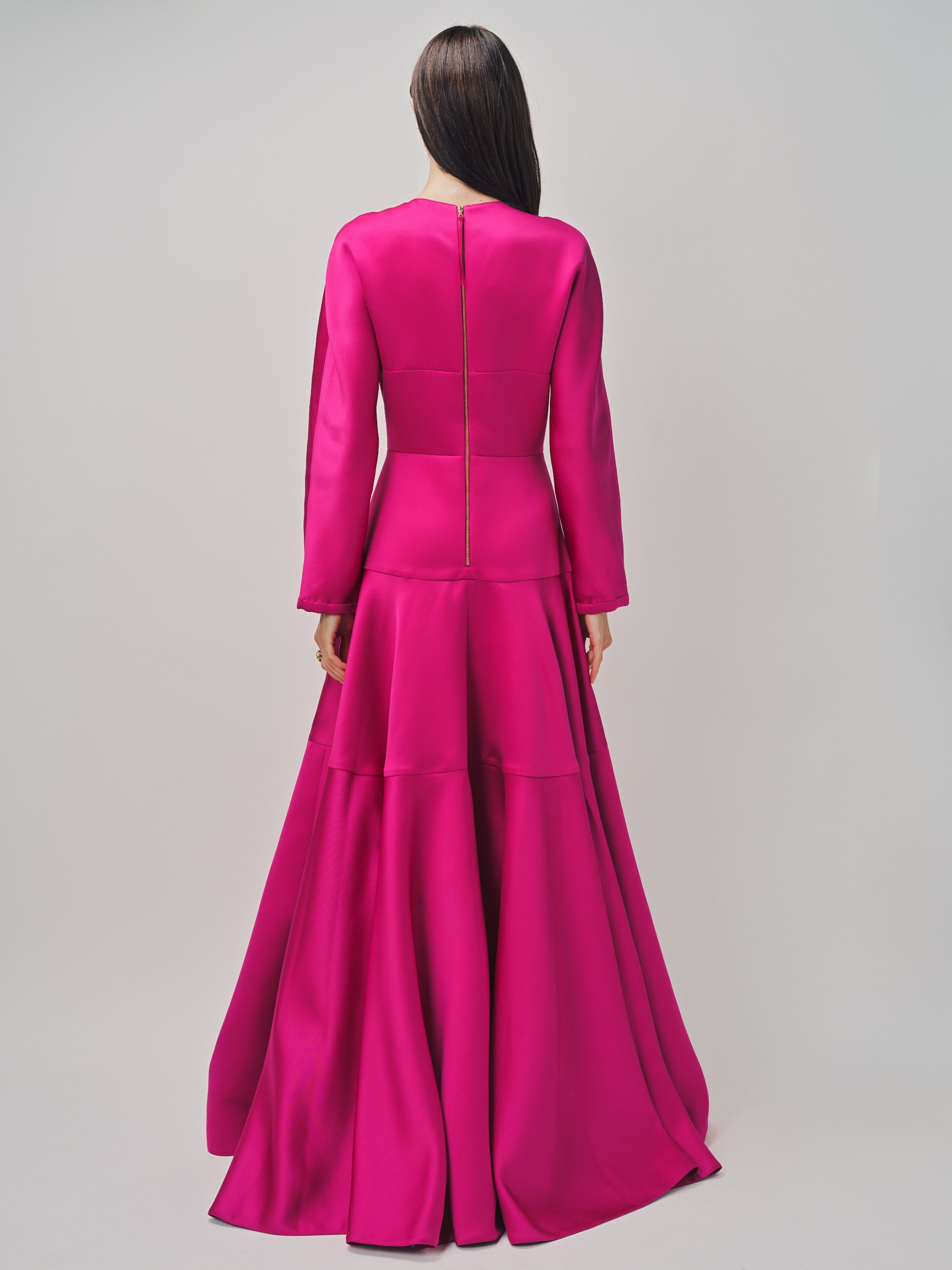 Maison Rabih Kayrouz Satin Long Dress Fuschia / 38