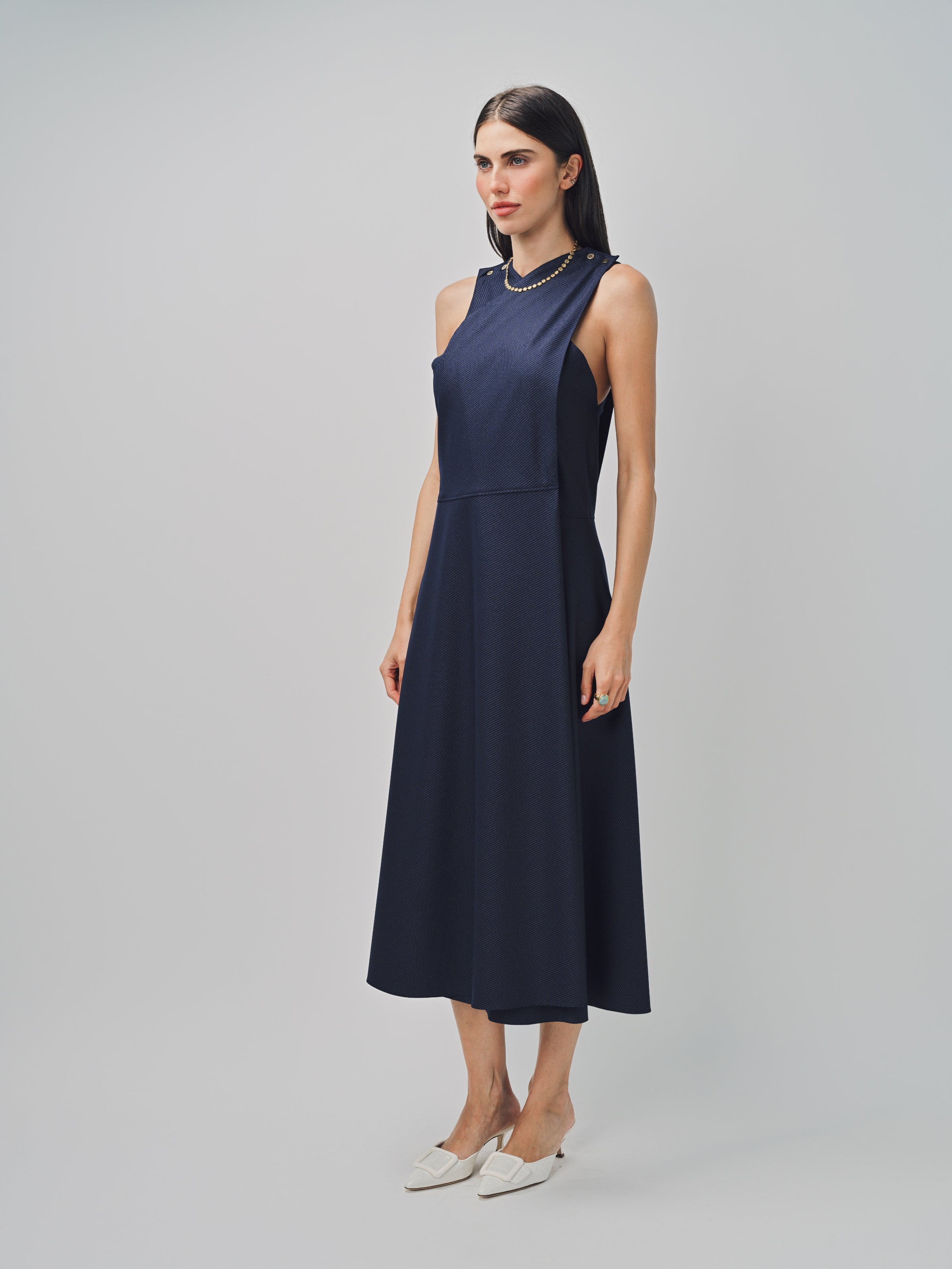 Maison Rabih Kayrouz Stripey Flannel Short Dress Navy / 36