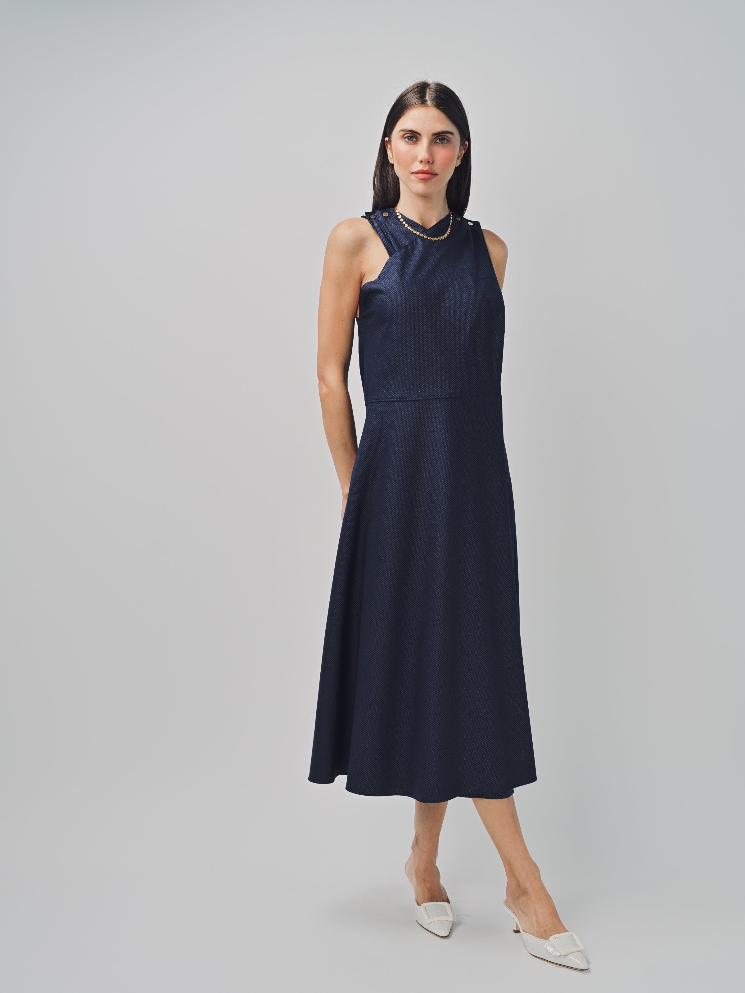 Maison Rabih Kayrouz Stripey Flannel Short Dress Navy / 36