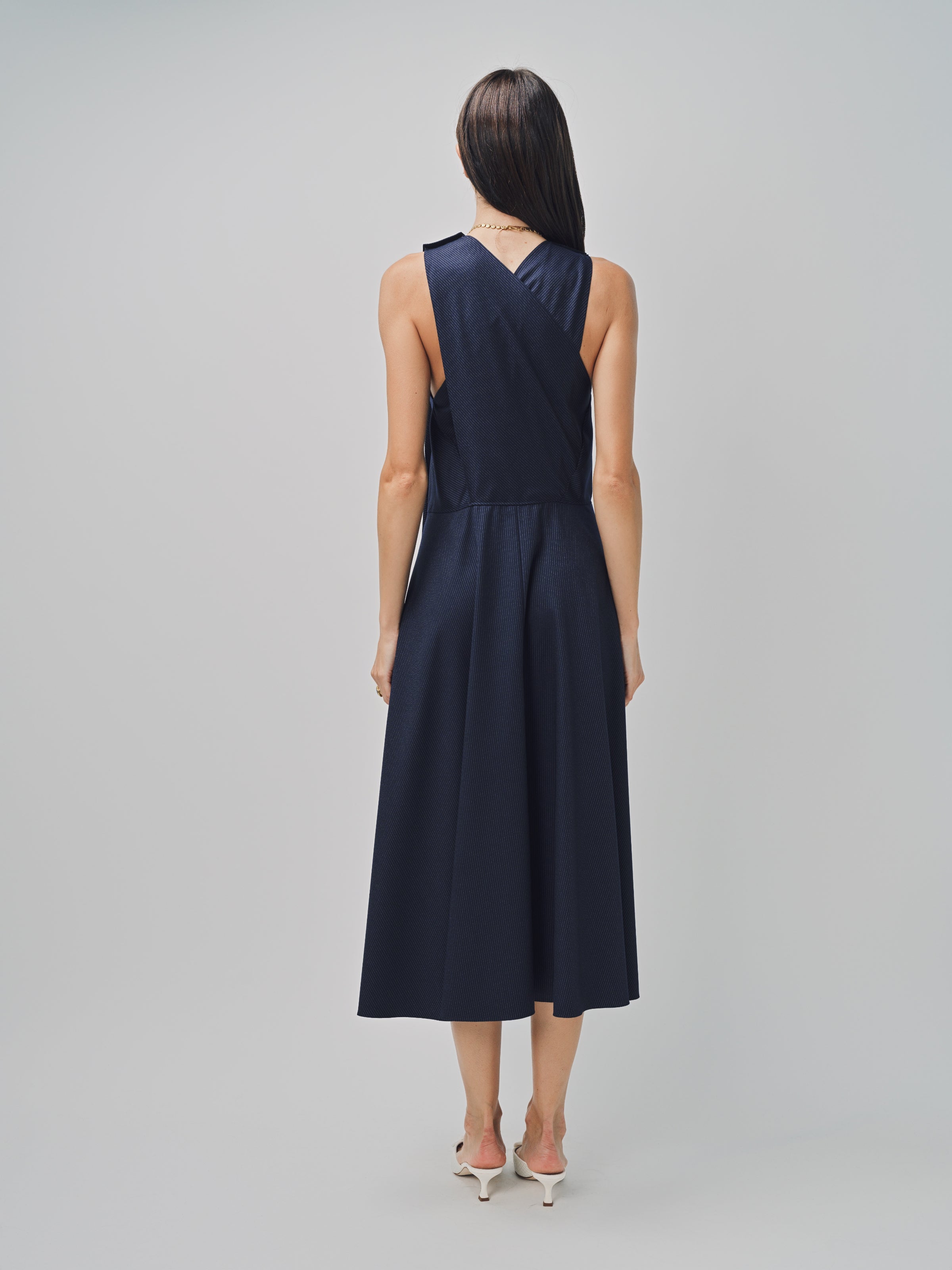 Maison Rabih Kayrouz Stripey Flannel Short Dress Navy / 36