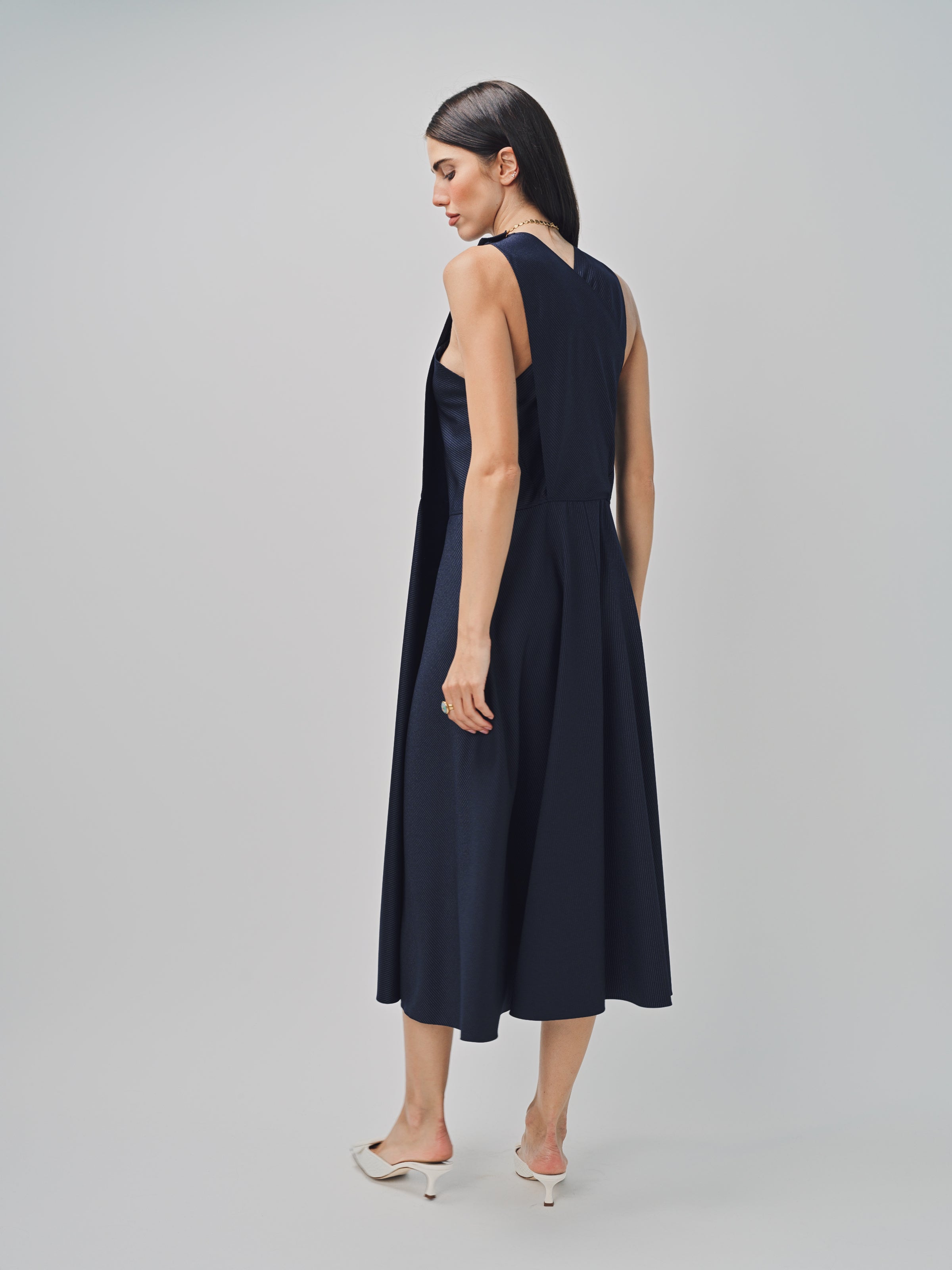 Maison Rabih Kayrouz Stripey Flannel Short Dress Navy / 36