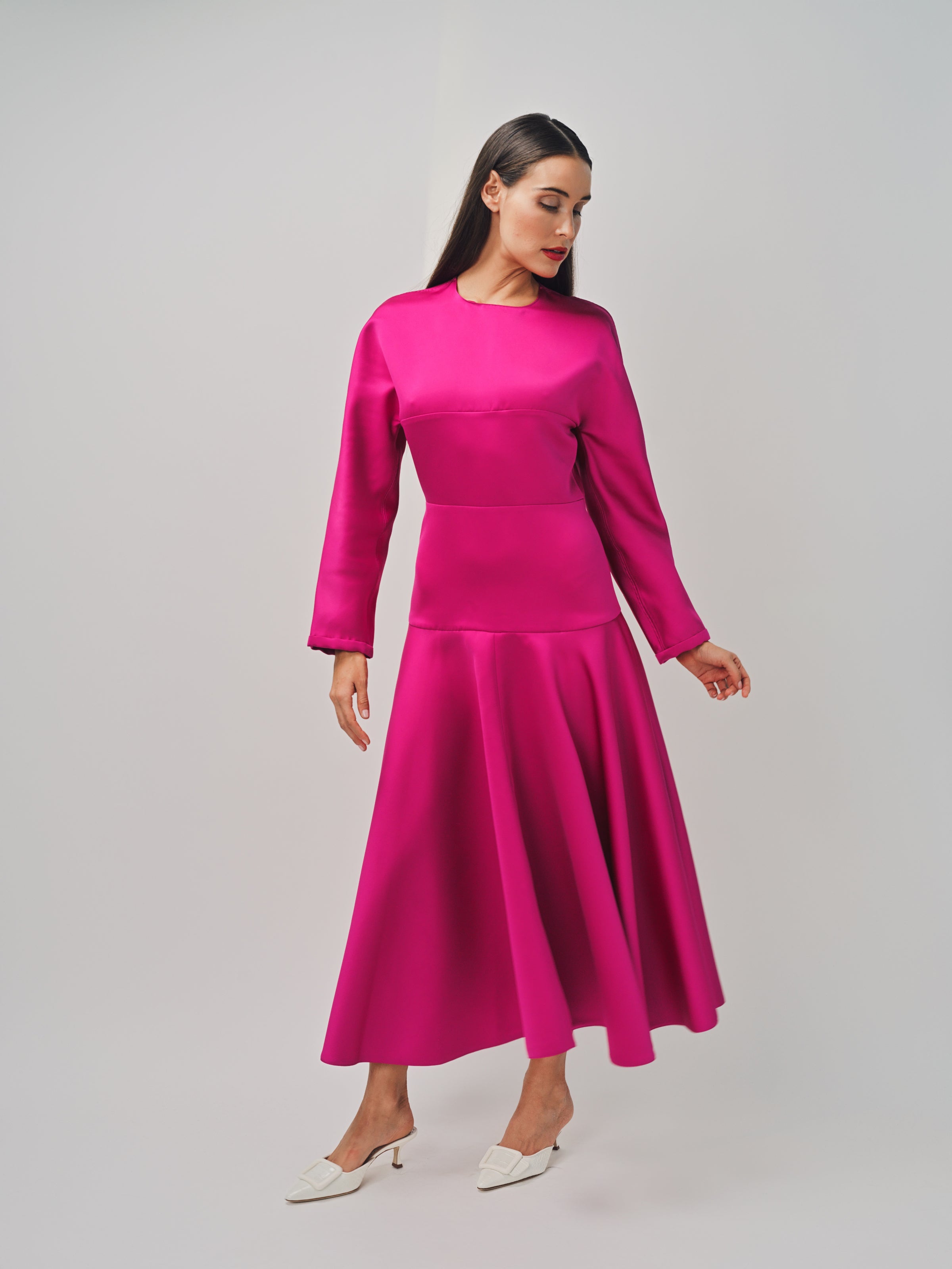 Maison Rabih Kayrouz Satin Short Dress Fuschia / 36