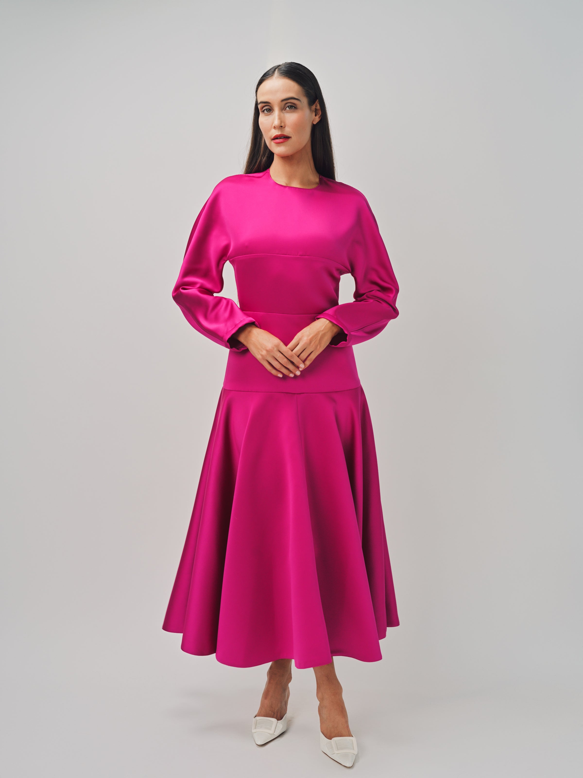 Maison Rabih Kayrouz Satin Short Dress Fuschia / 36