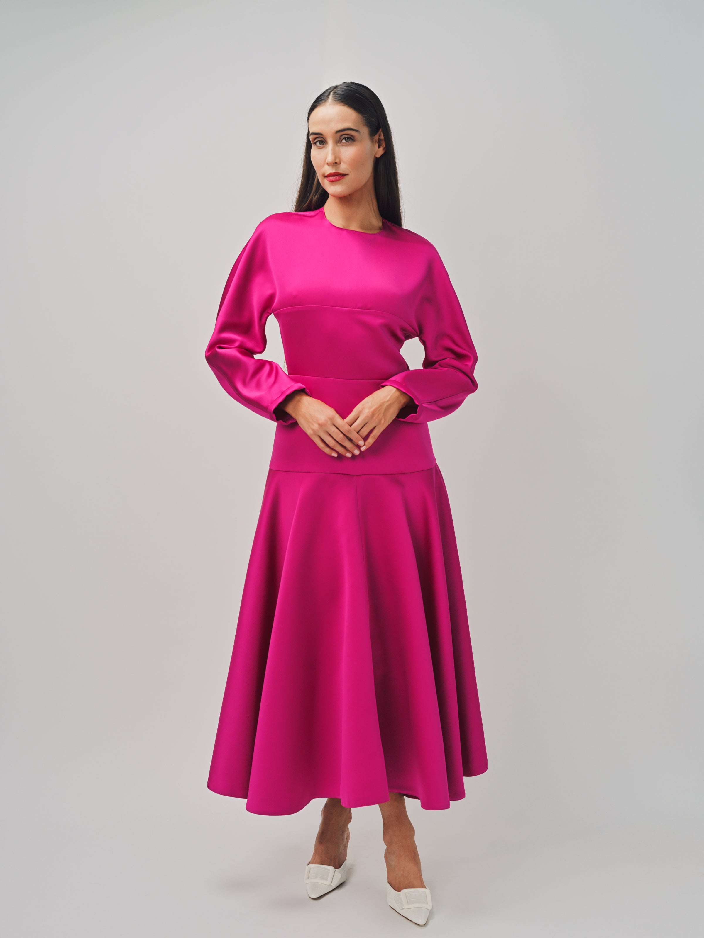 Maison Rabih Kayrouz Satin Short Dress Fuschia / 36