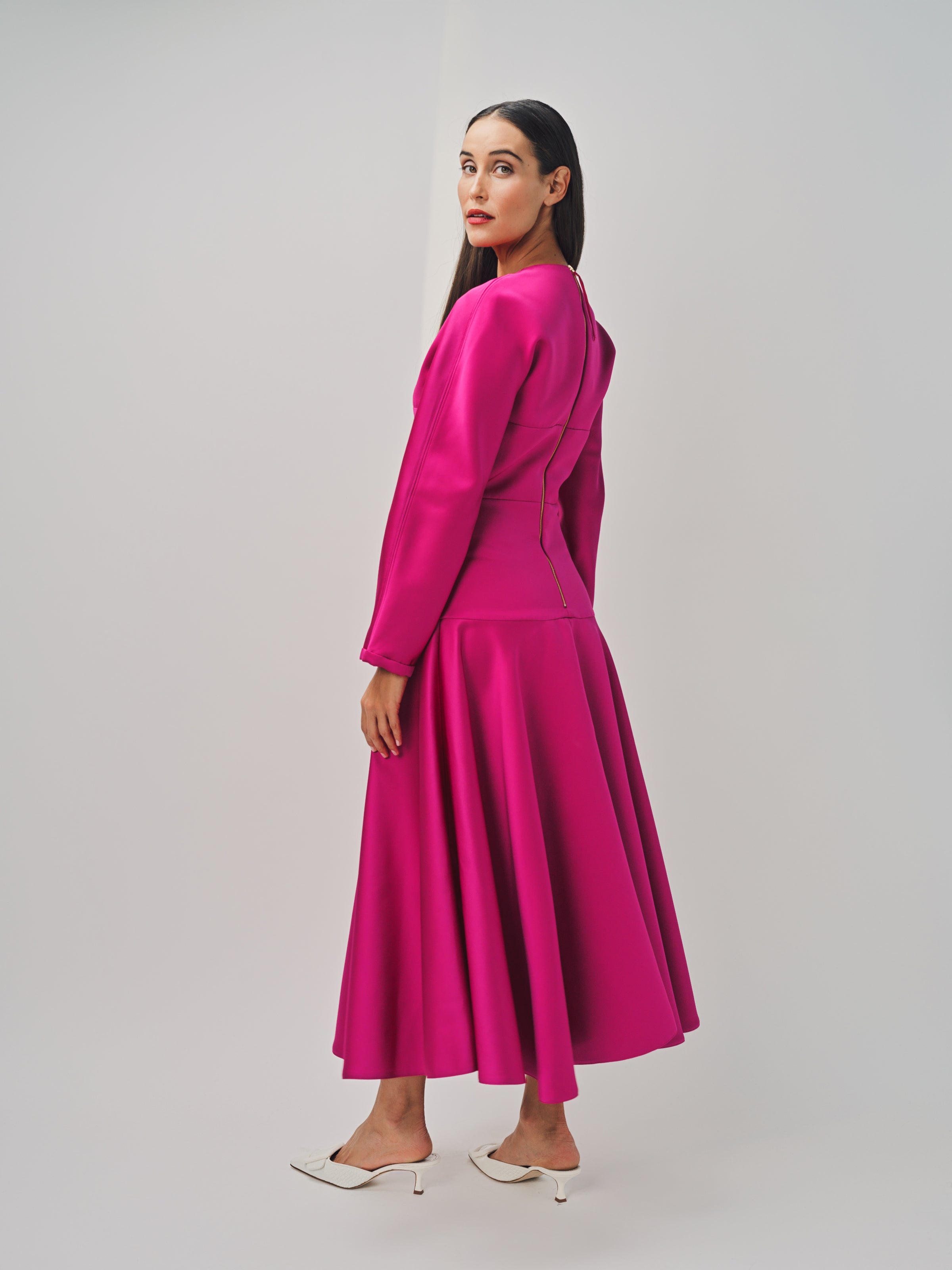 Maison Rabih Kayrouz Satin Short Dress Fuschia / 36