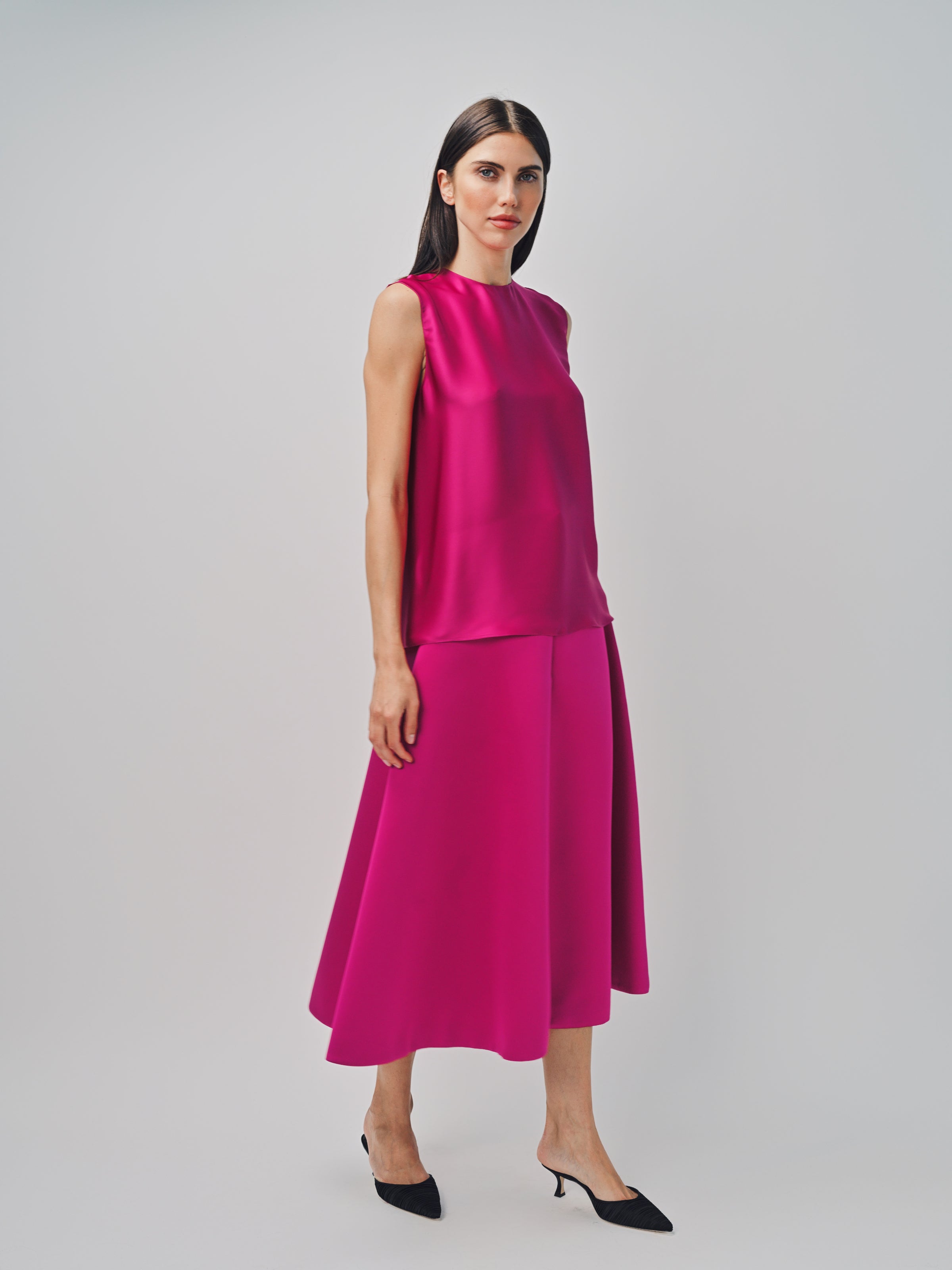 Maison Rabih Kayrouz Charmeuse Top Fuschia / 36