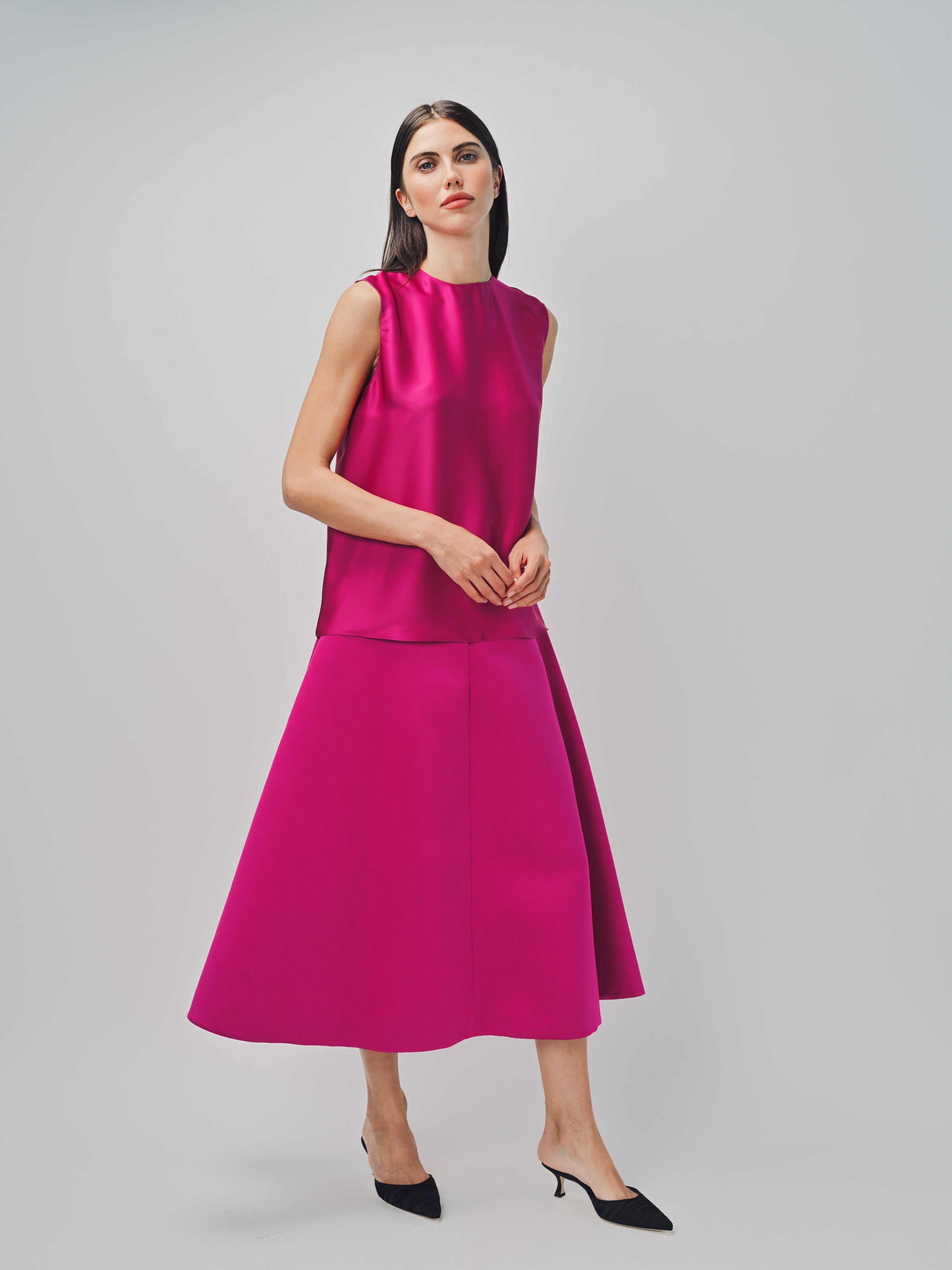 Maison Rabih Kayrouz Charmeuse Top Fuschia / 36