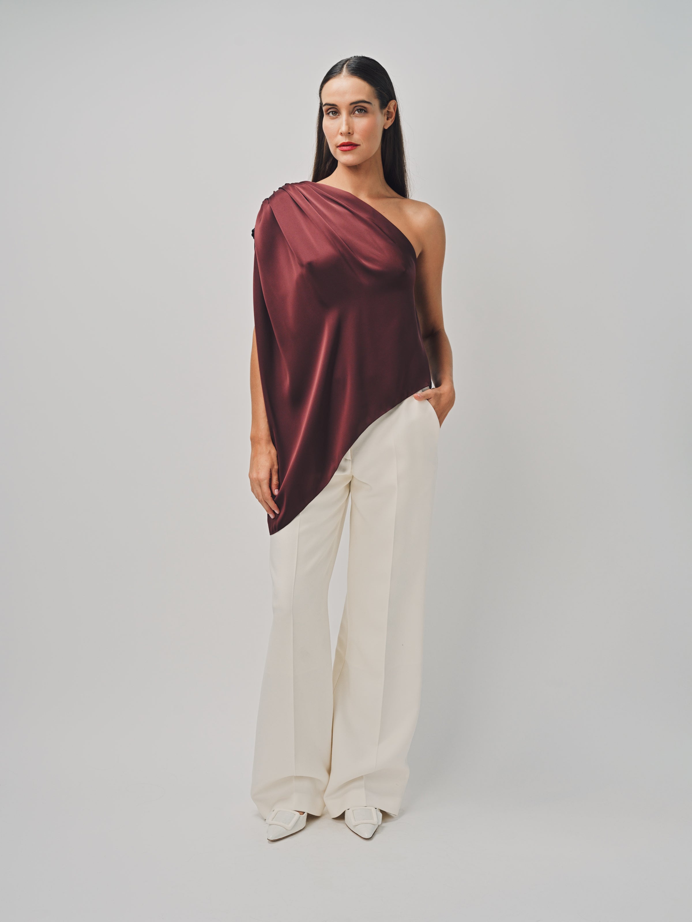 Maison Rabih Kayrouz Charmeuse Top Marron / 36