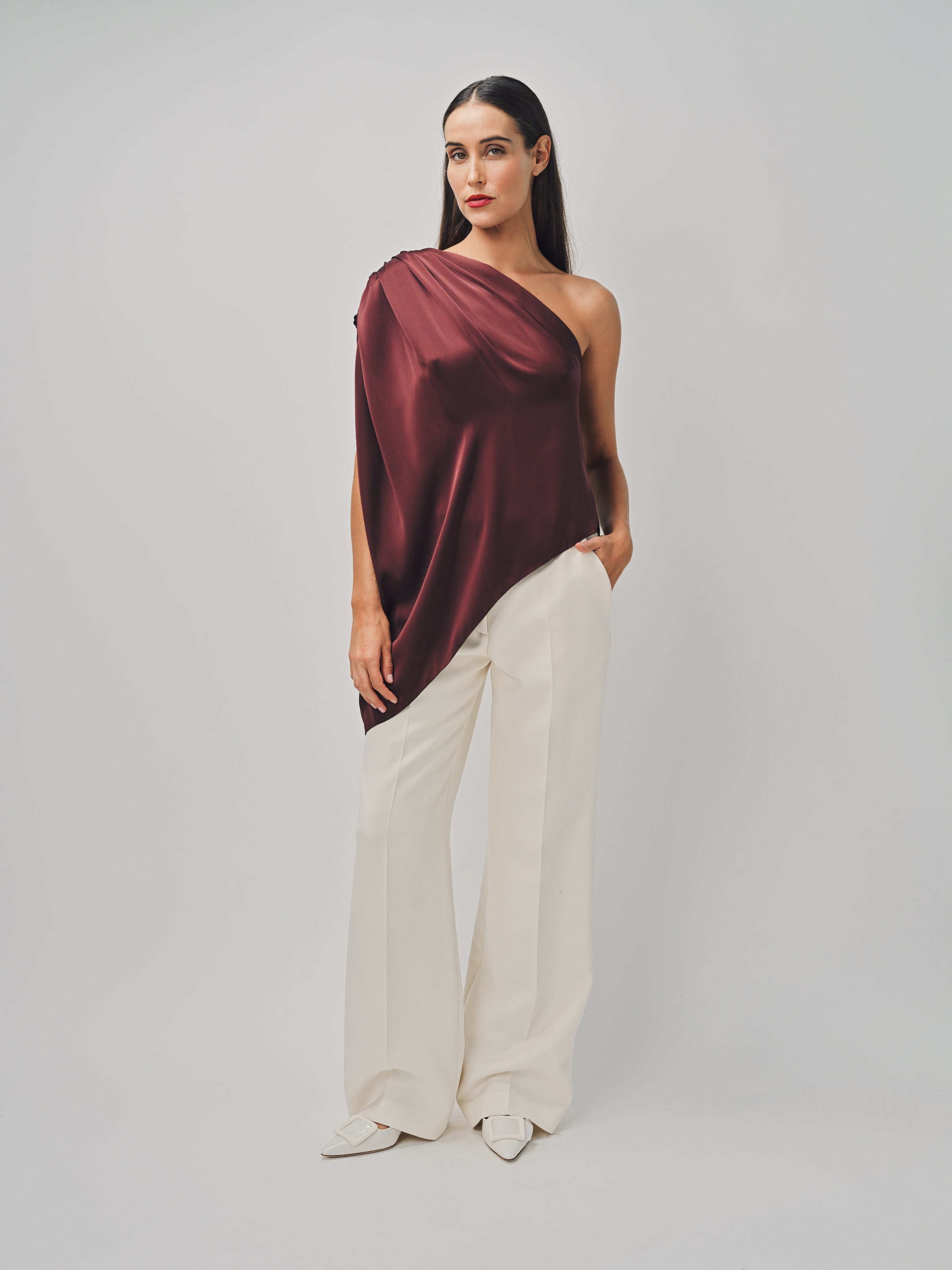 Maison Rabih Kayrouz Charmeuse Top Marron / 36