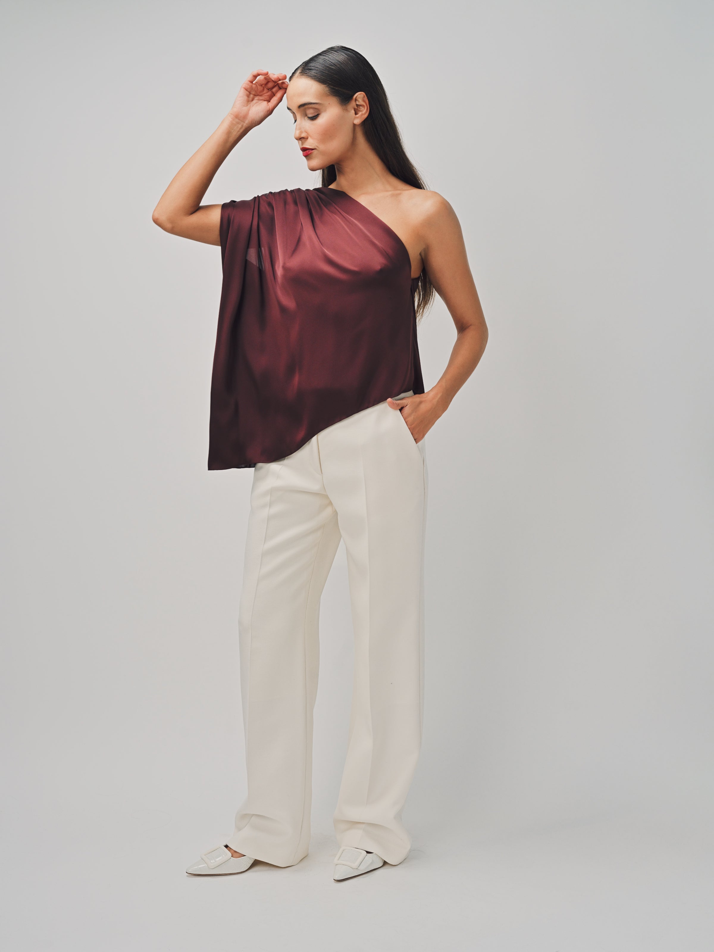 Maison Rabih Kayrouz Charmeuse Top Marron / 36