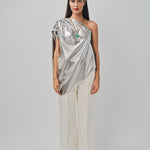 Maison Rabih Kayrouz Silk Lame Top Silver / 36