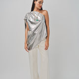 Maison Rabih Kayrouz Silk Lame Top Silver / 36