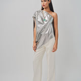 Maison Rabih Kayrouz Silk Lame Top Silver / 36