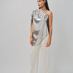 Maison Rabih Kayrouz Silk Lame Top Silver / 36