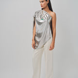 Maison Rabih Kayrouz Silk Lame Top Silver / 36