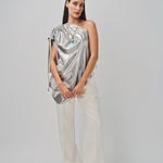 Maison Rabih Kayrouz Silk Lame Top Silver / 36