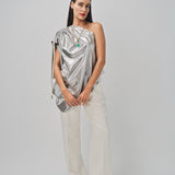 Maison Rabih Kayrouz Silk Lame Top Silver / 36