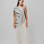 Maison Rabih Kayrouz Silk Lame Top Silver / 36