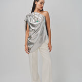 Maison Rabih Kayrouz Silk Lame Top Silver / 36